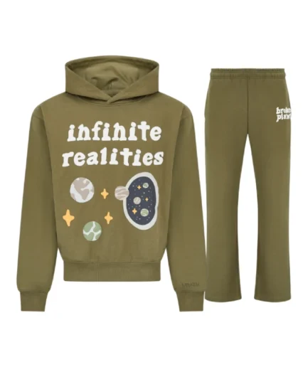 Urban casual tracksuit showcasing the trendy olive green color