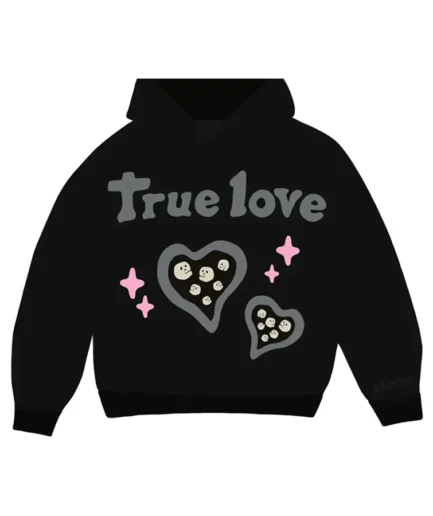"Broken Planet 'True Love' Hoodie in Midnight Black - Express your style and emotions with this sleek and stylish black hoodie featuring a 'True Love' design."